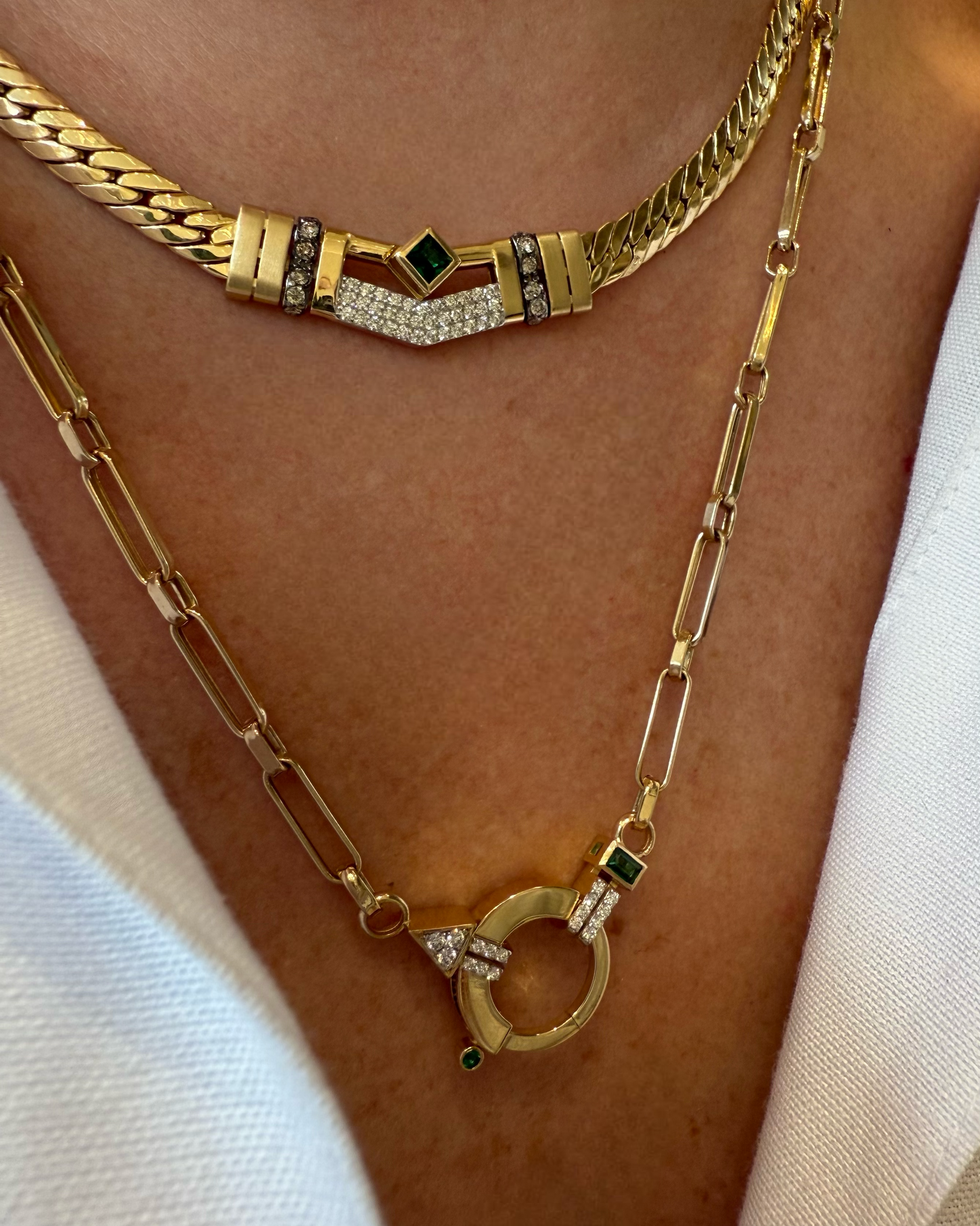 Baguette Chain 3 - Green Garnet