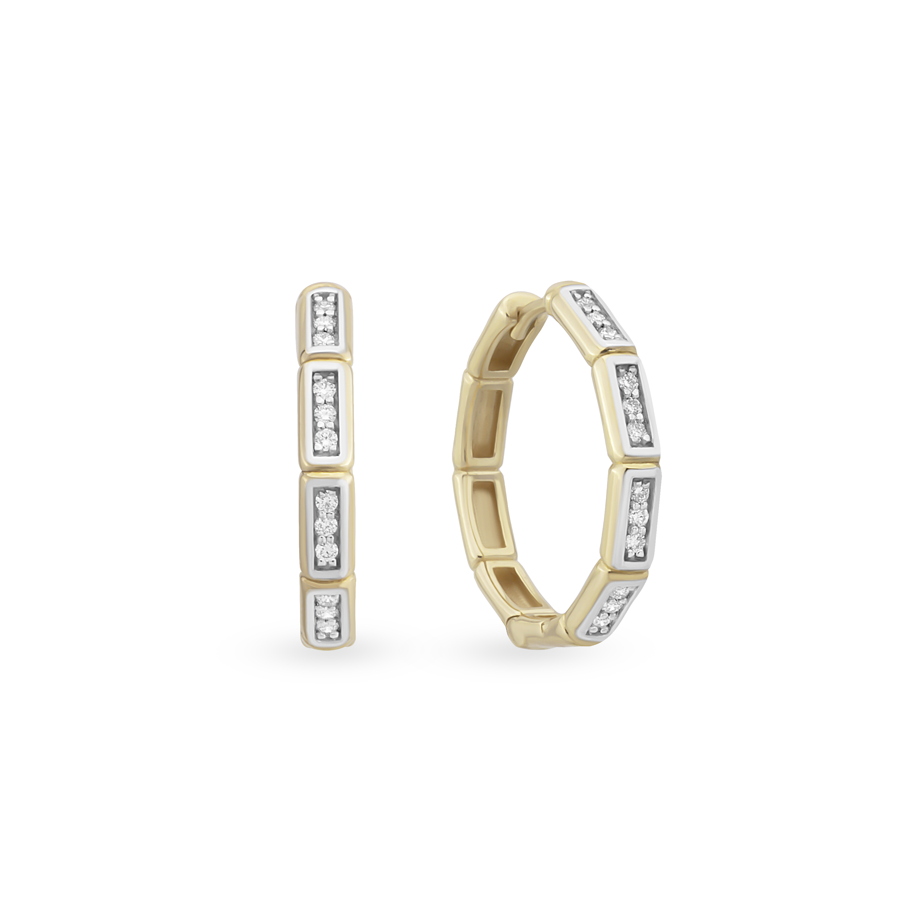 Large Bamboo Hoop Earrings - Multi Stone