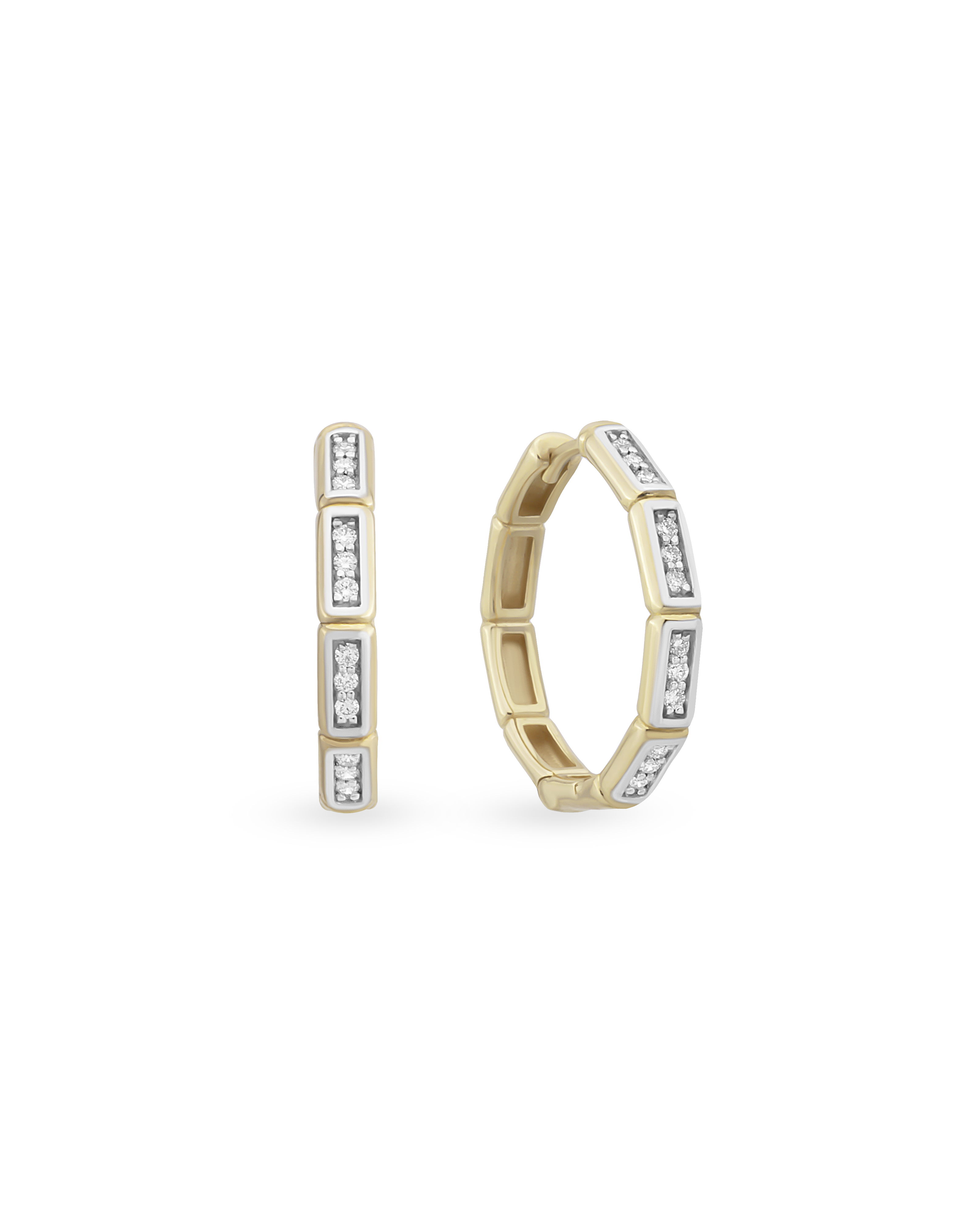 Large Bamboo Hoop Earrings - Multi Stone