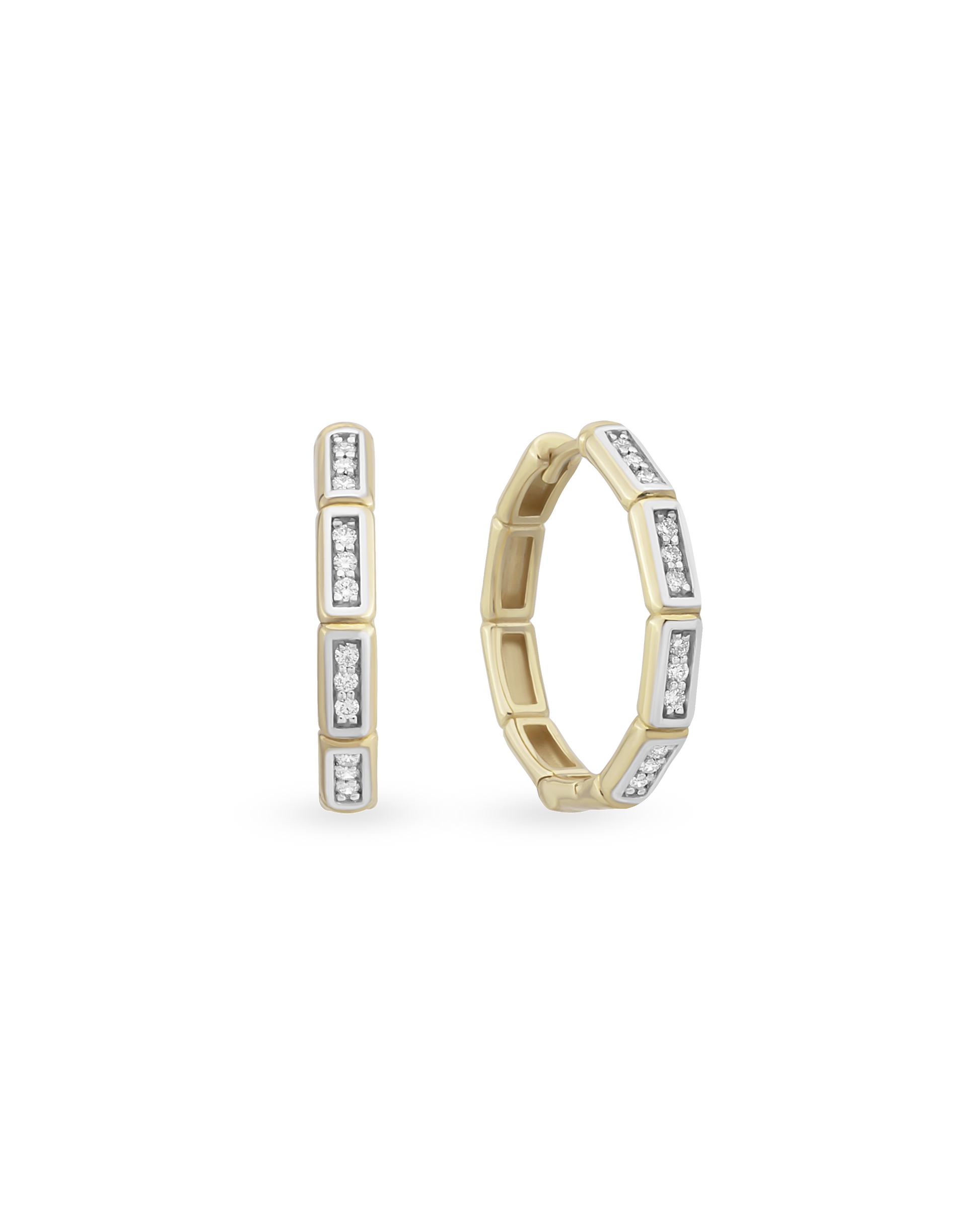 Large Bamboo Hoop Earrings - Multi Stone