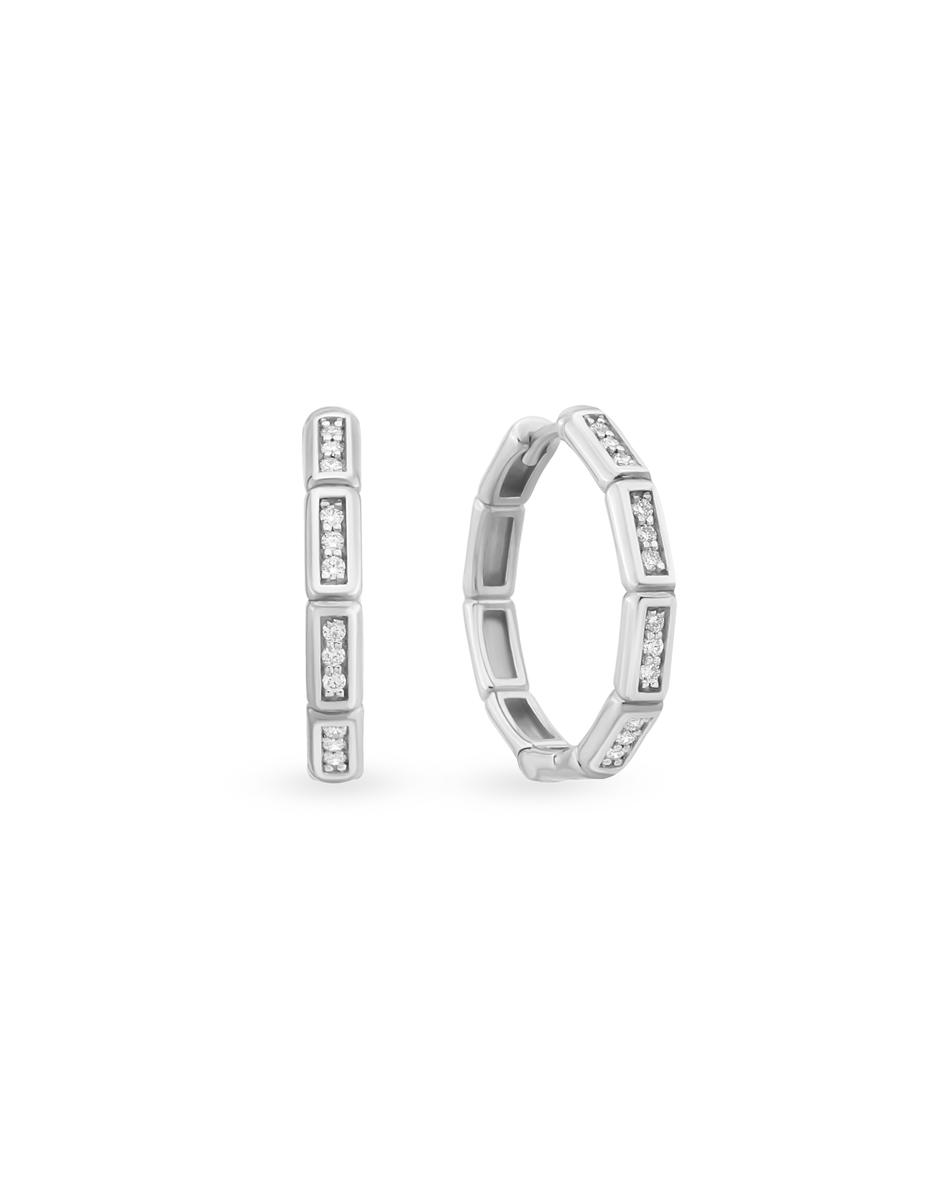 Large Bamboo Hoop Earrings - Multi Stone