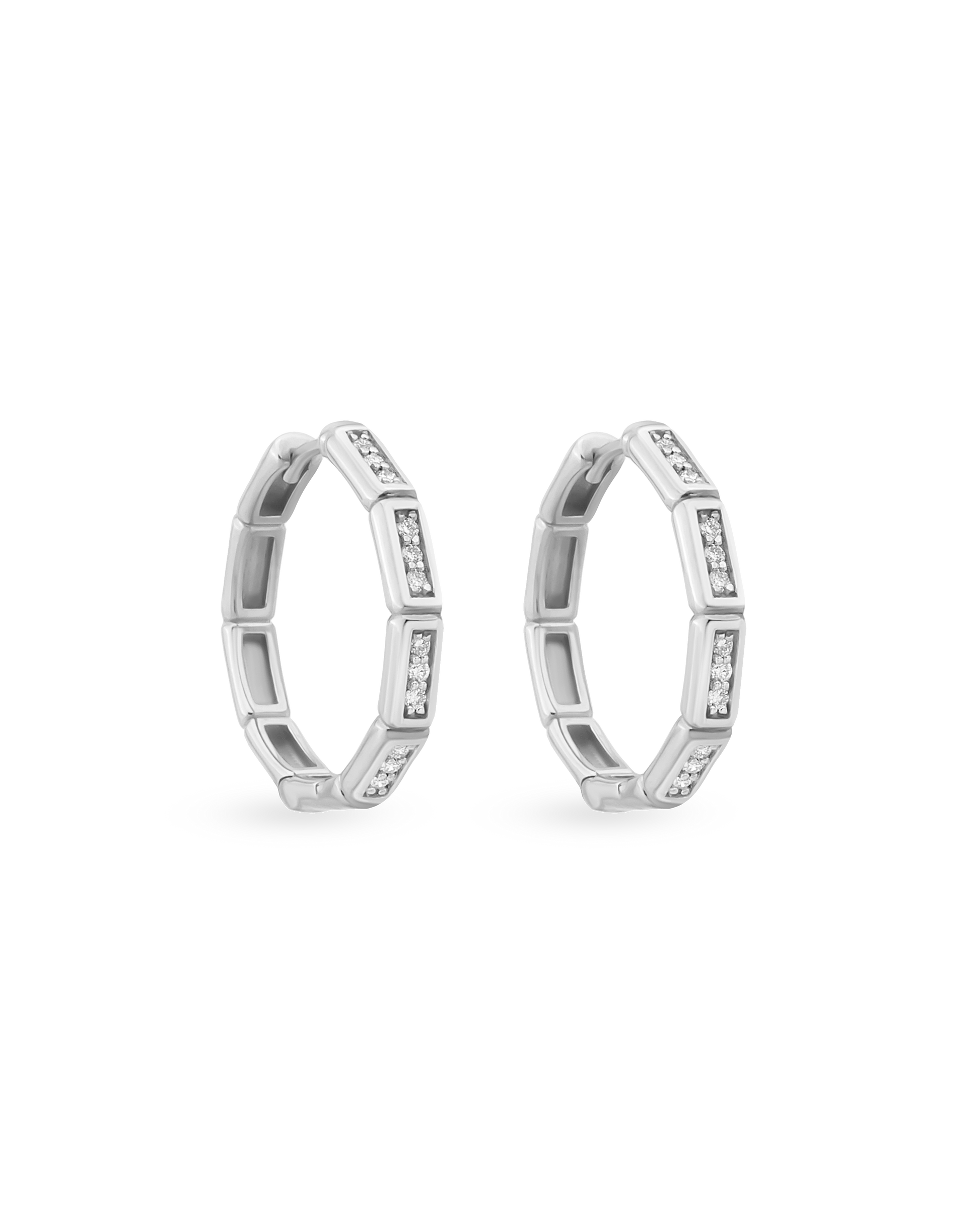 Large Bamboo Hoop Earrings - Multi Stone