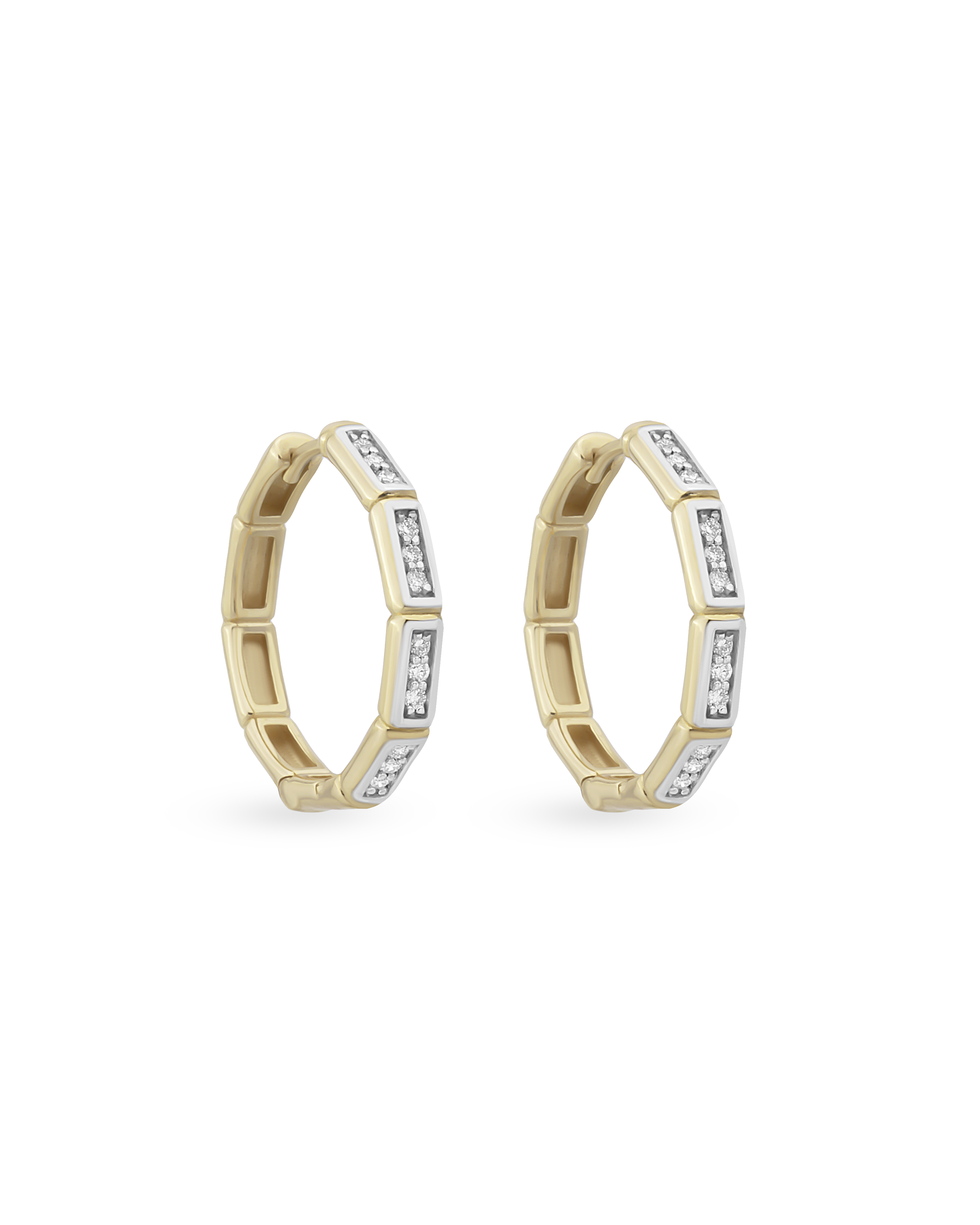 Large Bamboo Hoop Earrings - Multi Stone