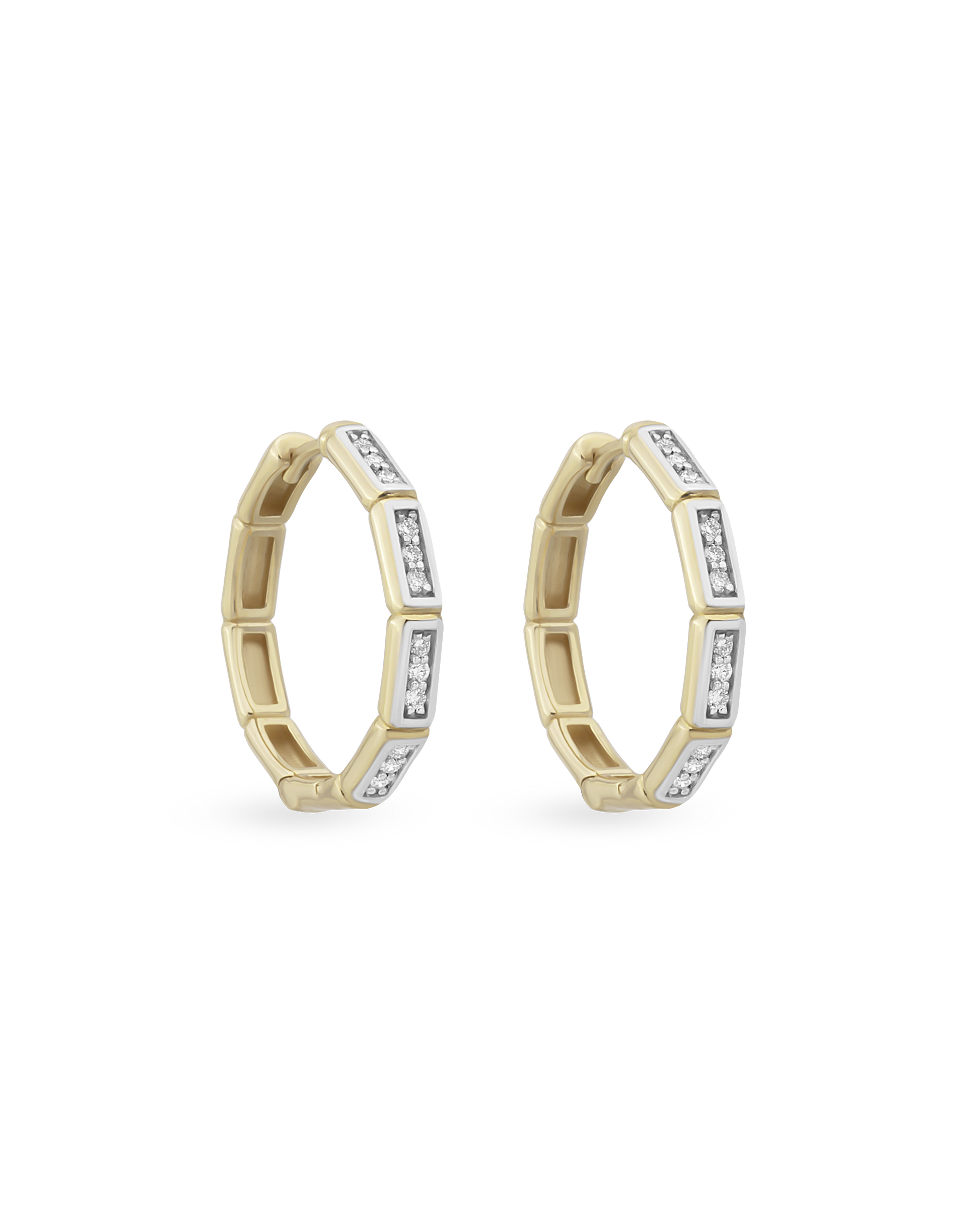 Large Bamboo Hoop Earrings - Multi Stone