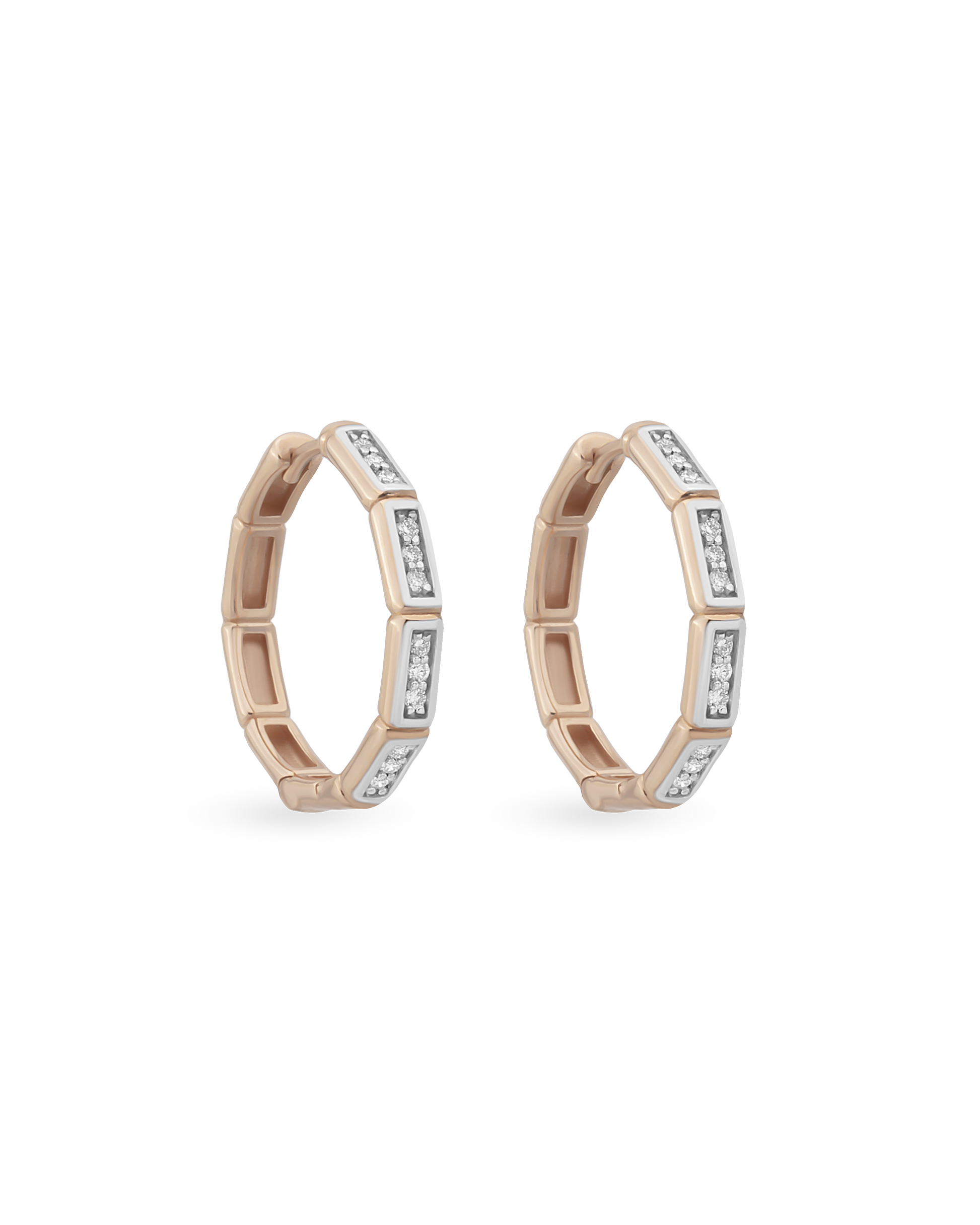 Large Bamboo Hoop Earrings - Multi Stone