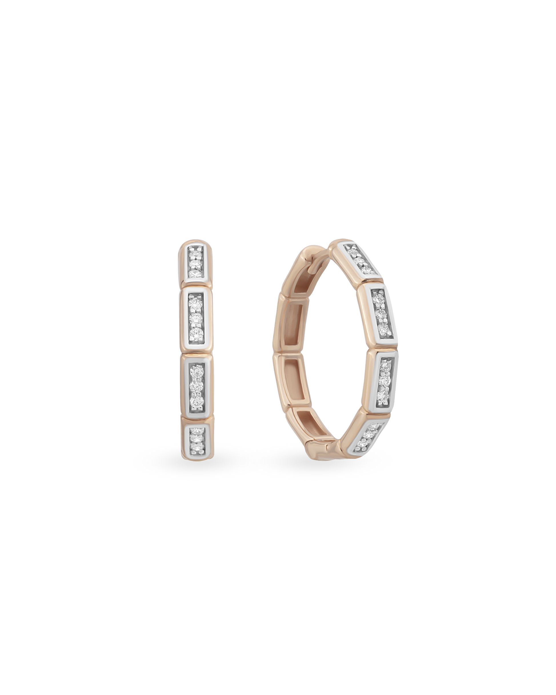 Large Bamboo Hoop Earrings - Multi Stone