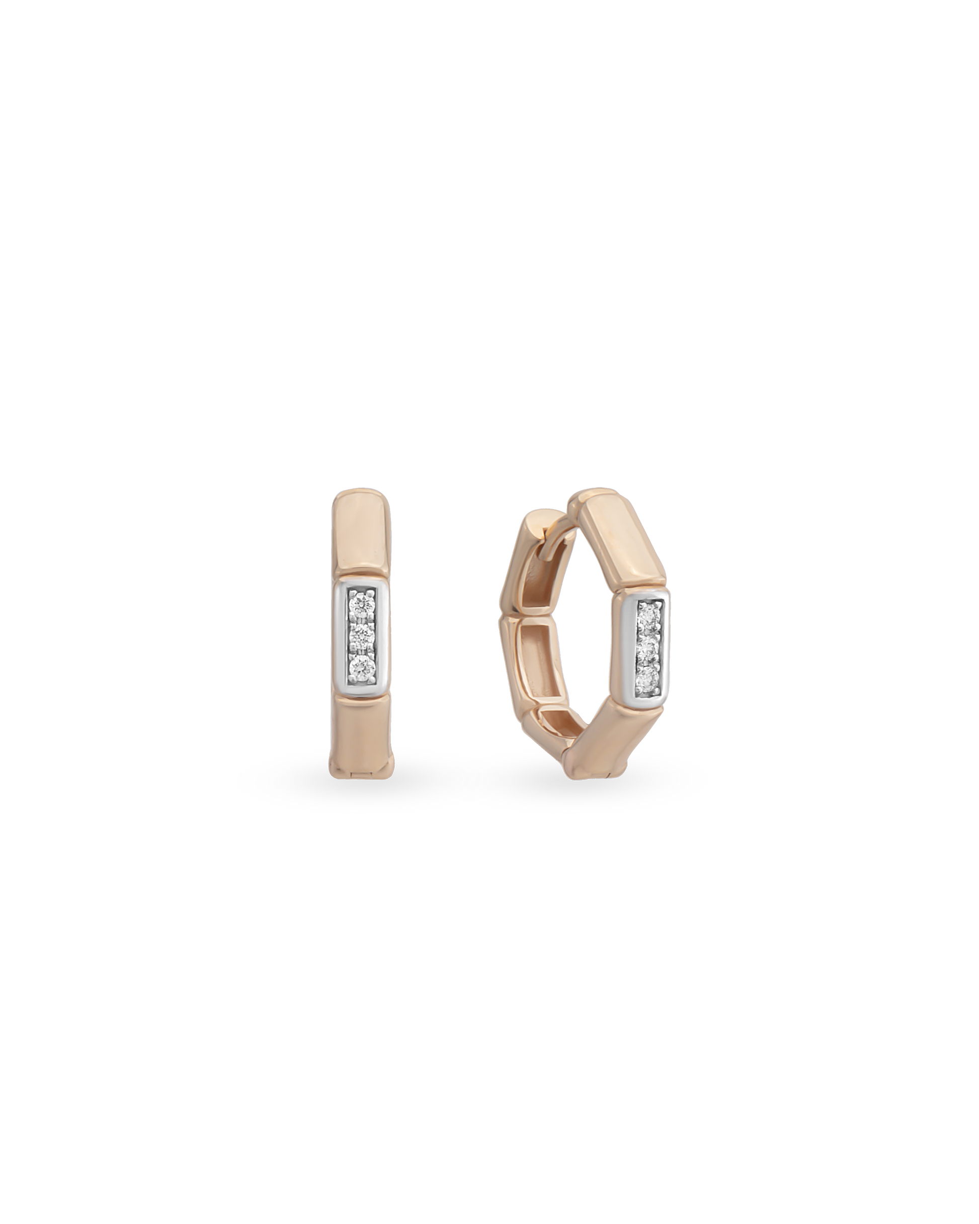 Small Size Bamboo Hoop Earrings - Few Stones