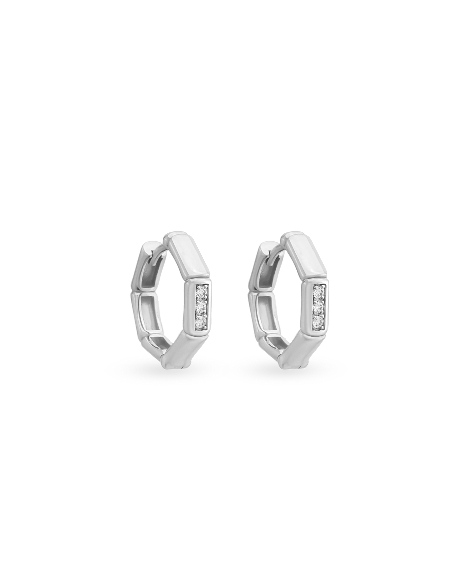 Small Size Bamboo Hoop Earrings - Few Stones