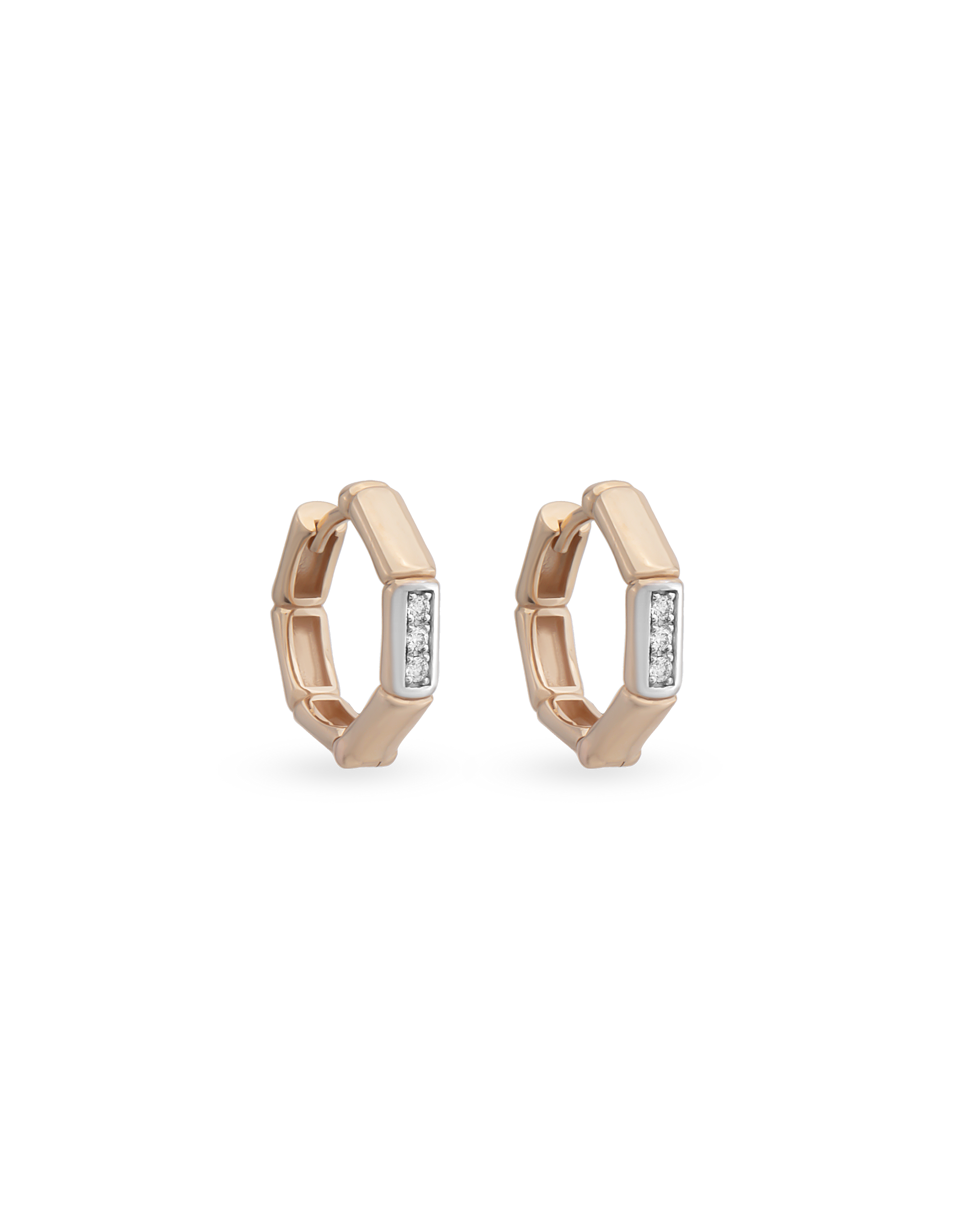 Small Size Bamboo Hoop Earrings - Few Stones