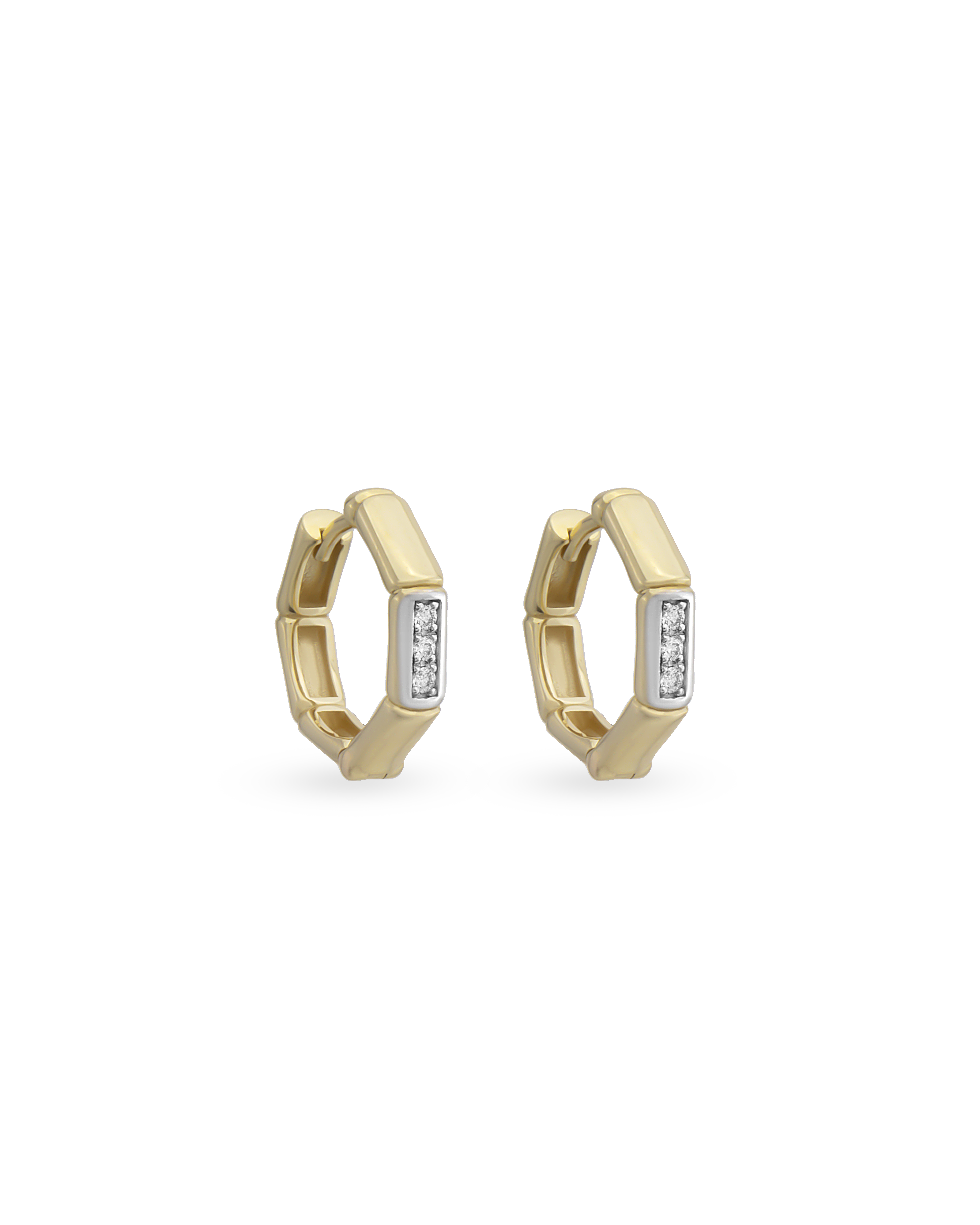 Small Size Bamboo Hoop Earrings - Few Stones