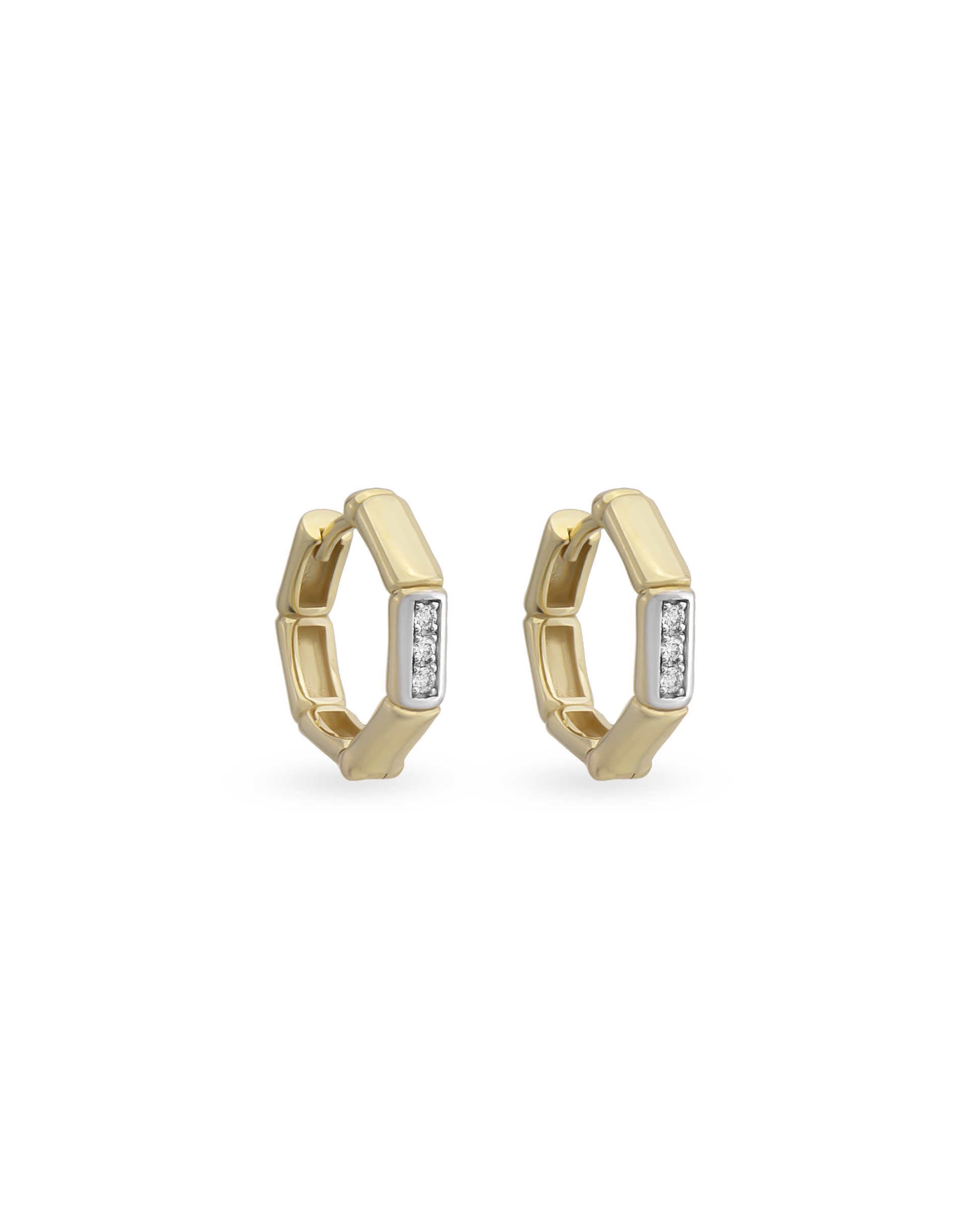 Small Size Bamboo Hoop Earrings - Few Stones
