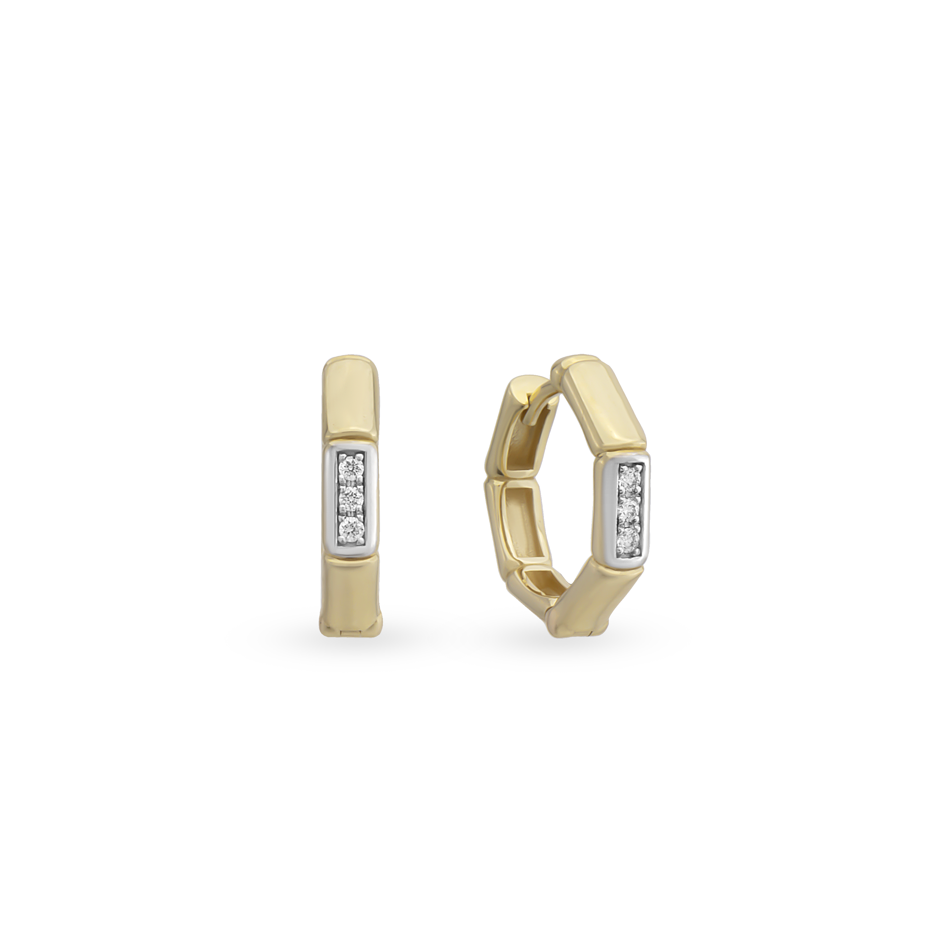 Small Size Bamboo Hoop Earrings - Few Stones