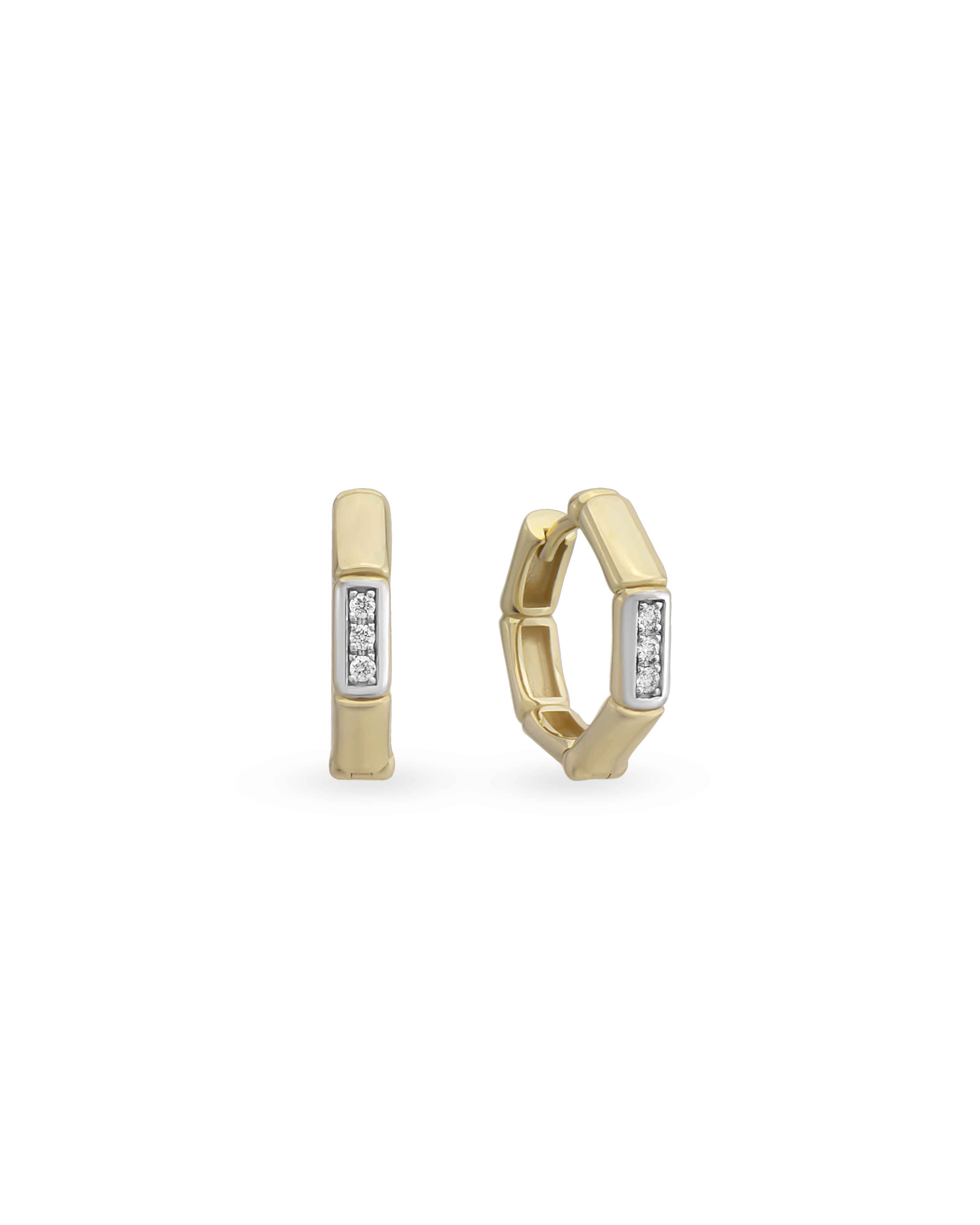 Small Size Bamboo Hoop Earrings - Few Stones
