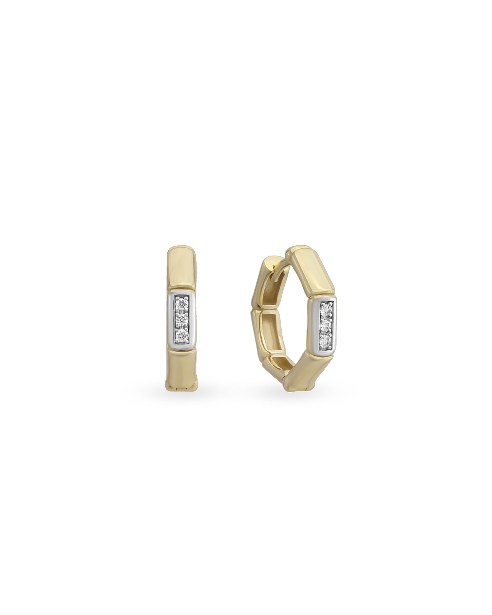 Small Size Bamboo Hoop Earrings - Few Stones