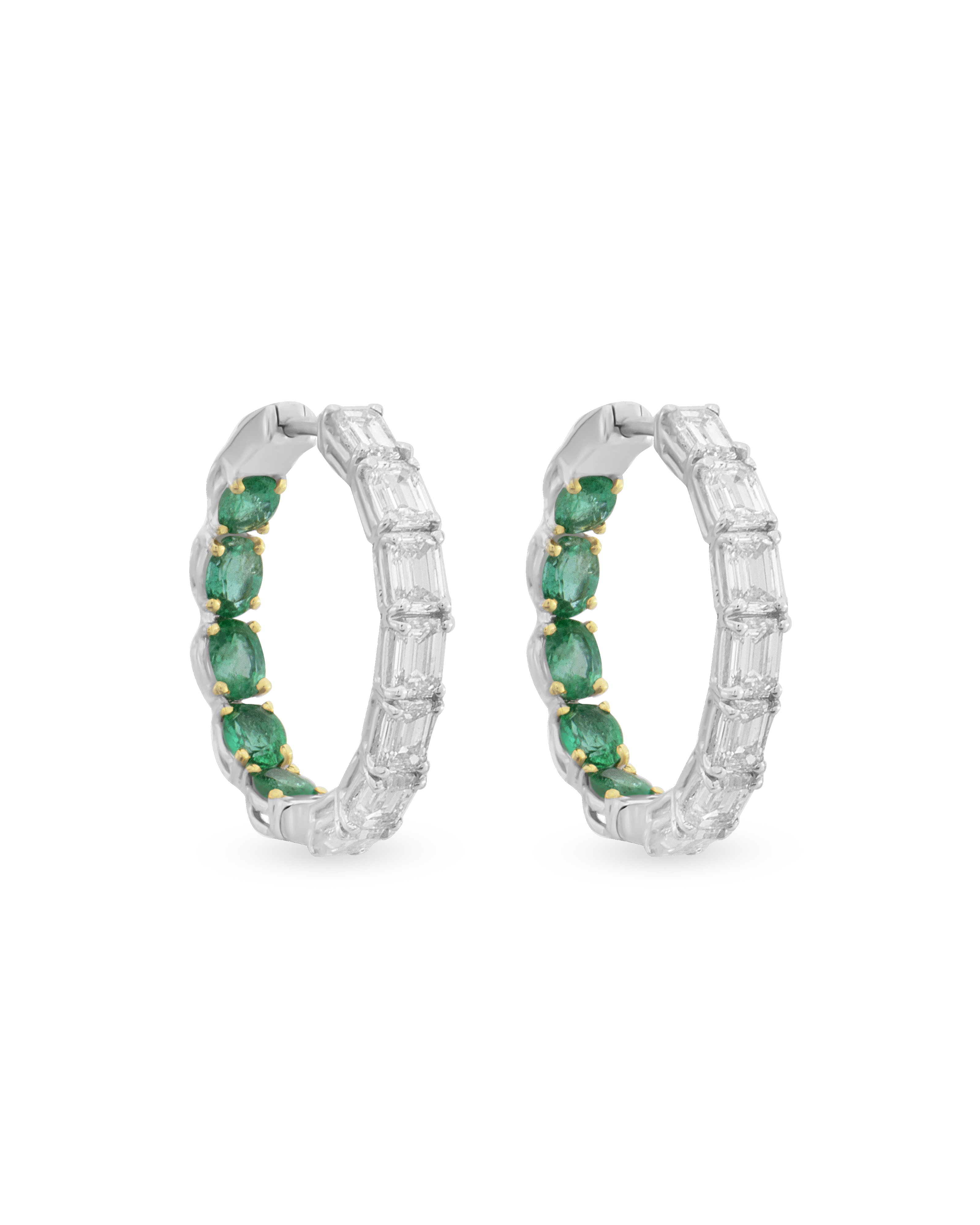 Baguette Glam Emerald Halka Küpe